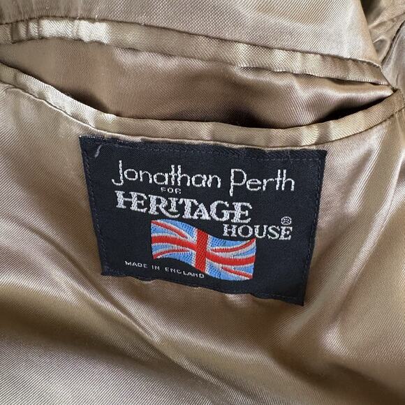 Vtg Jonathan Perth Cashmere Blend Tan Double Breasted Trench Overcoat Chest 46 - Picture 8 of 16